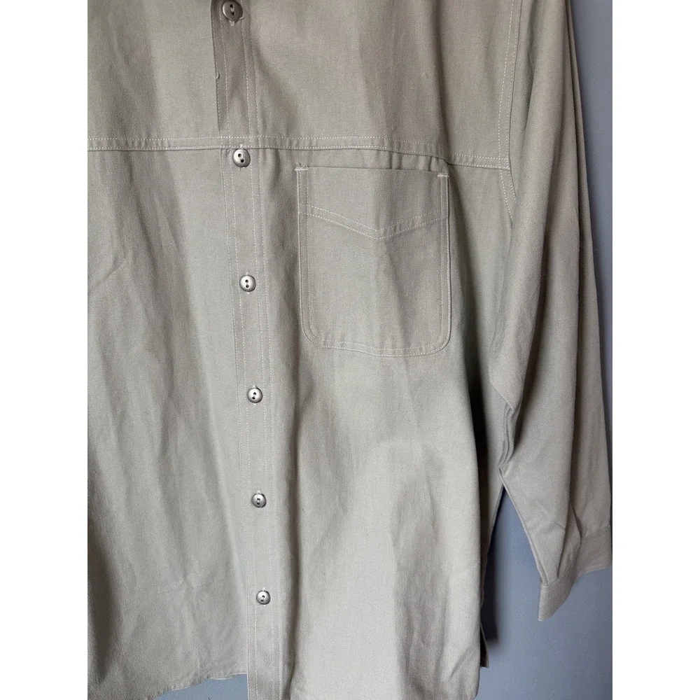 Marlboro Gear 1999 Going to the Ranch Button Up Shirt Mens Medium Vintage Khaki